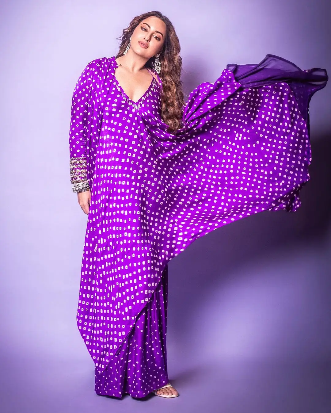 Sonakshi Sinha In North Indian Traditional Violet Gown